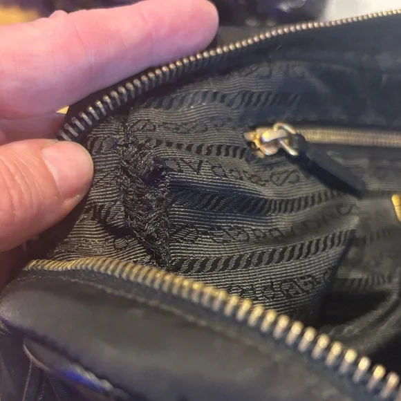 Prada $25 start Vintage Black Nylon Tote with Gold Accents - Picture 15 of 17